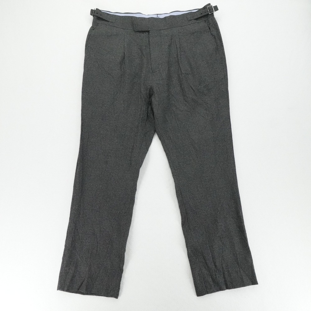 Onsloe Dress Pants Mens 34 Gray Wool Pleated Side Adjusters Regular Fit Office